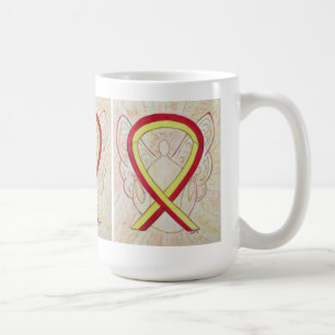 Caneca De Café Friso Vermelho e Amarelo Anjo de Arte