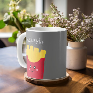 Caneca De Café Fritas Francesas Cute Kawaii com Nome Personalizad
