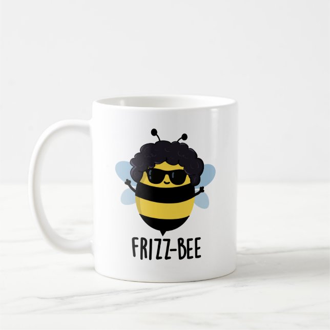 Caneca De Café Frizz-Bee Engraçado Afro Bee Pun (Esquerda)