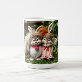 Caneca De Café „Fröhliche Hasenfreunde im Frühlingsgarten“
