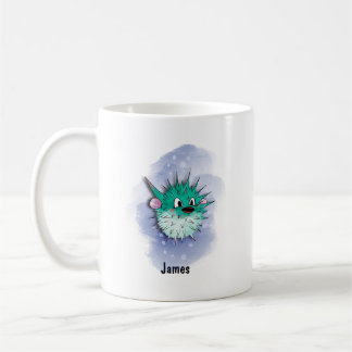 Caneca De Café Fröhlicher grüner Kugelfisch