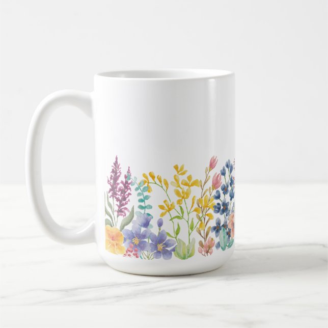 Caneca De Café Fronteira de flores selvagens (Esquerda)