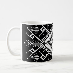 Caneca De Café Fronteira étnica geométrica indiana, abstrato.