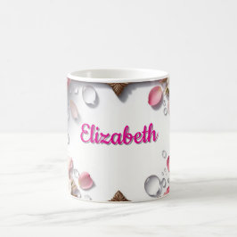 Caneca De Café Fronteira Floral Com Nome Personalizado