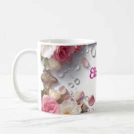 Caneca De Café Fronteira Floral Com Nome Personalizado