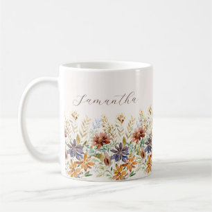 Caneca De Café Fronteira personalizada de flores silvestres de ou