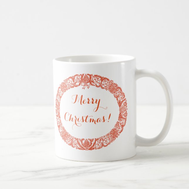 Caneca De Café Frota de Natal Vermelho Brilhante para Personaliza (Direita)