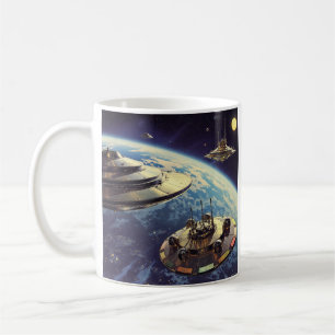 Caneca De Café Frota Retro Galáctica de Discos Voadores