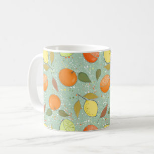 Caneca De Café Fruta com limões, laranjas