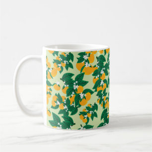 Caneca De Café Fruta cor de laranja com vinhetas verdes