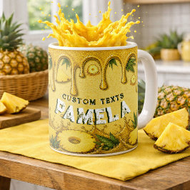 Caneca De Café Fruta de Abacaxi Fofo Arte de Gotejamento Festa de
