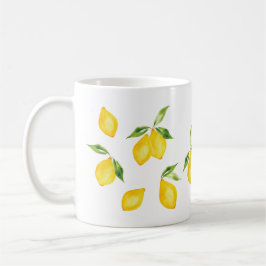 Caneca De Café Fruta de aquarela de limão amarelo-acastanhado