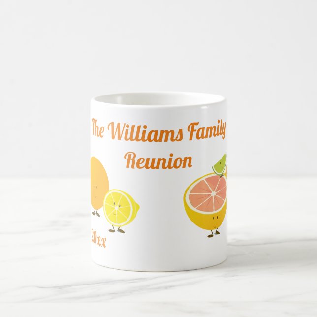 Caneca De Café Fruta de desenho animado divertida da família (Centro)