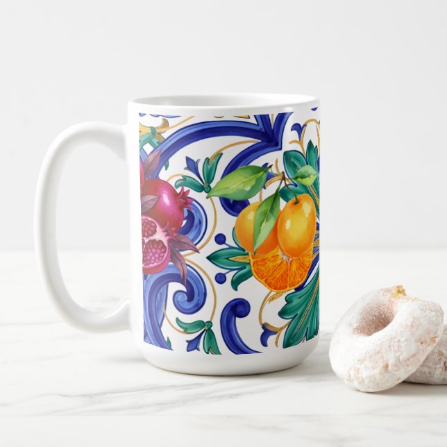 Caneca De Café fruta de limão Mosaico Mediterrâneo (Com Donut)