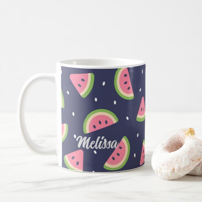 Caneca De Café Fruta de Melancia Verde Azul-Cura (Com Donut)