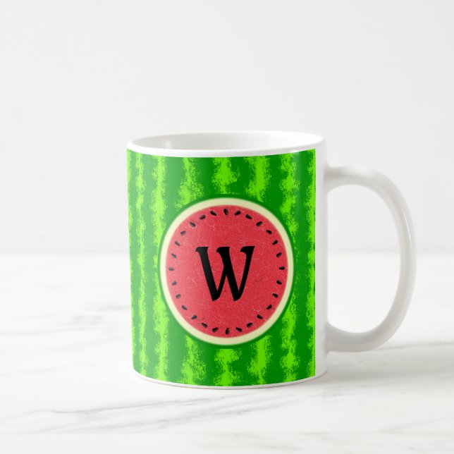 Caneca De Café Fruta de Verão com Fatia de Água com Monograma de  (Direita)