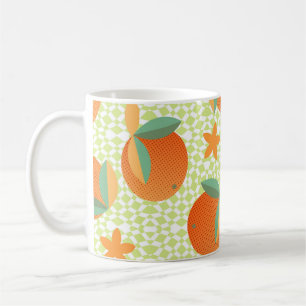 Caneca De Café Fruta Exótica Laranja: Vintage Tropical.