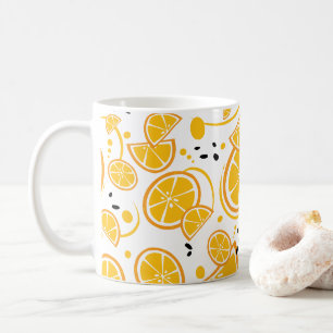 Caneca De Café Fruta Laranja Fatiada Prende-se com Padrão Whimsic