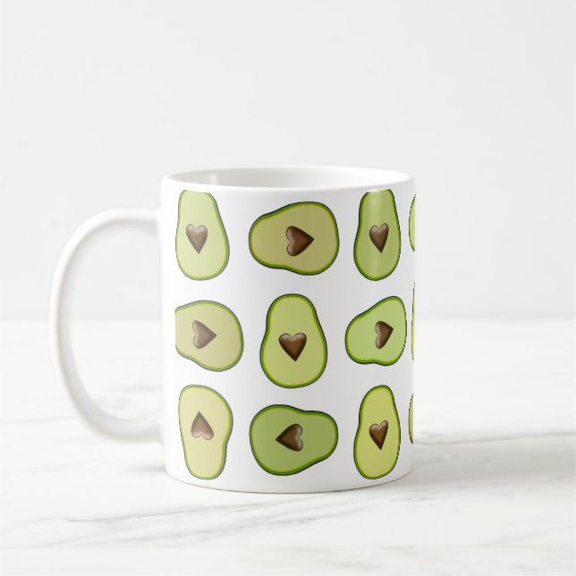 Caneca De Café Fruta saudável do coração Avocado Personalizado (Esquerda)