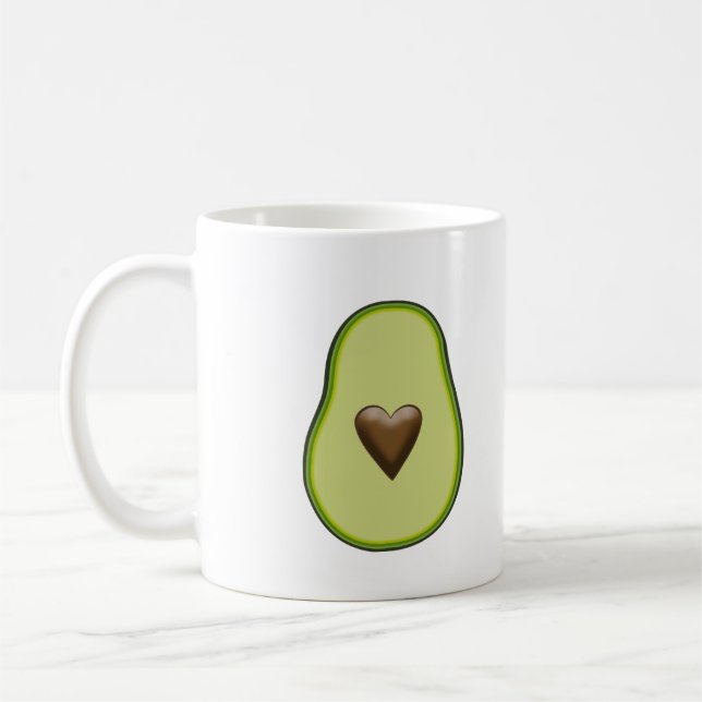 Caneca De Café Fruta saudável do coração Avocado Personalizado (Esquerda)