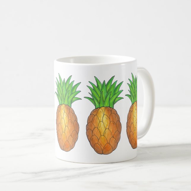 Caneca De Café Fruta Tropical Havaiana de Abacaxi (Frente Esquerda)