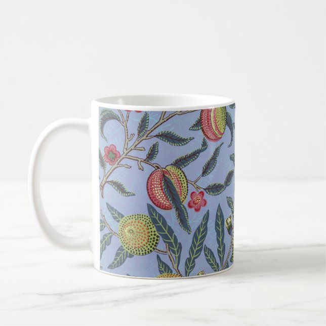 Caneca De Café Fruta William Morris Pomegranate Ornamento Azul (Esquerda)