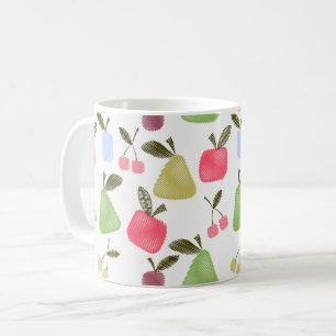 Caneca De Café Frutas de cartoon sem costura maçãs peras