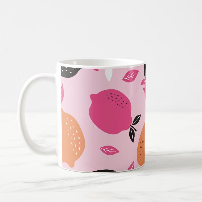 Caneca De Café Frutas de citrinos, padrão têxtil de safra. (Esquerda)