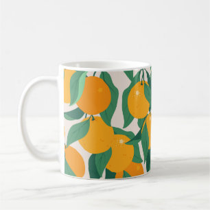 Caneca De Café Frutas de laranja e folhas sem soldadura