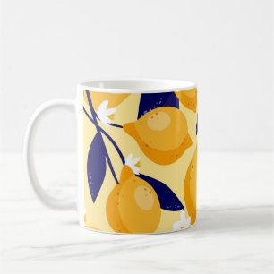 Caneca De Café Frutas de limão: padrão de comida.