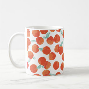 Caneca De Café Frutas de pêssego sem costura, padrão de verão.