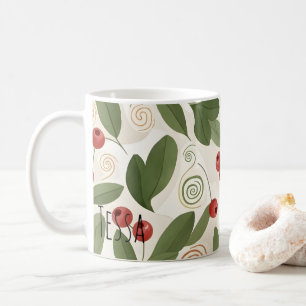 Caneca De Café Frutas do Outono e Folhas Botânicas Padrão