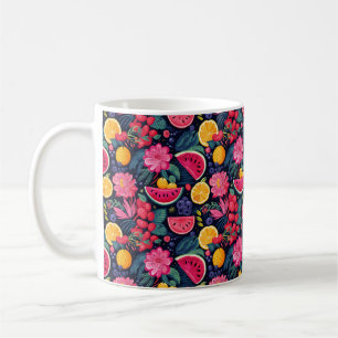 Caneca De Café Frutas e flores tropicais