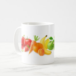 Caneca De Café Frutas multicoloridas em uma linha