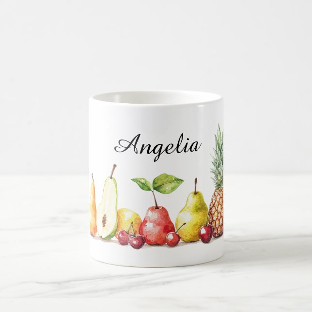 Caneca De Café Frutas Peras Cerejas Abacaxi (Centro)