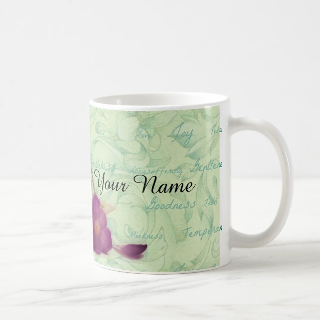 Caneca De Café Frutas verdes e roxas da flor do espírito (Direita)