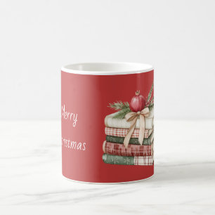 Caneca De Café Frutas Vermelhas Romã Livros Natal