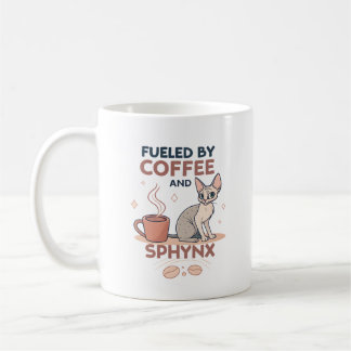 Caneca De Café Fueled by Coffee and Sphynx Cat Art