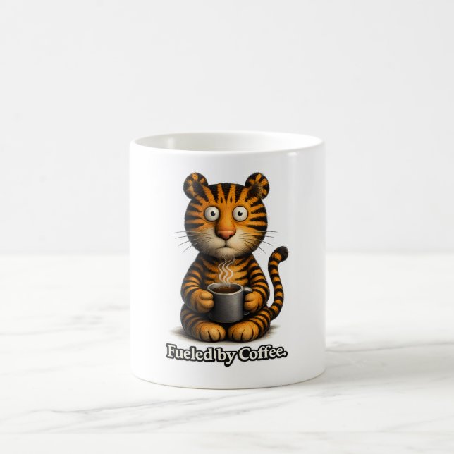 Caneca De Café 🐯☕ “Fueled by Coffee” Tiger Mug 🔥🧡 (Centro)