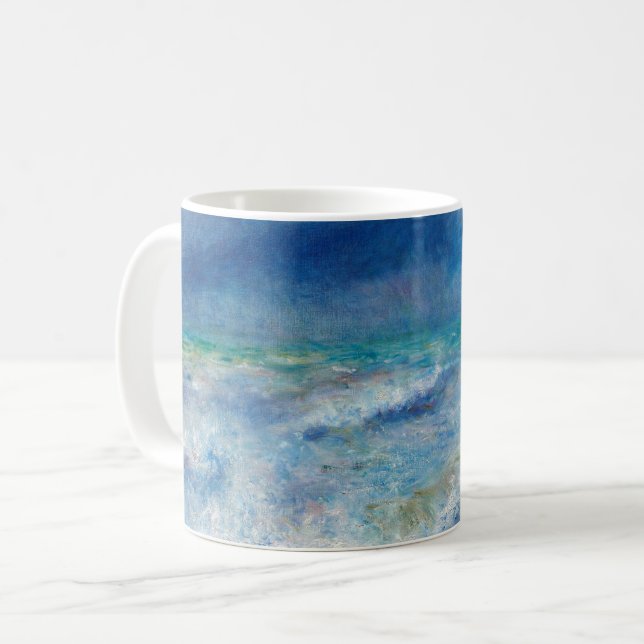 Caneca De Café Fuga de Renoir. Inimpressionismo náutico azul. Mar (Frente Esquerda)