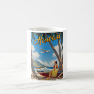 Caneca De Café Fuga do Paraíso Vintage Havaiano Garota Hula Aloha