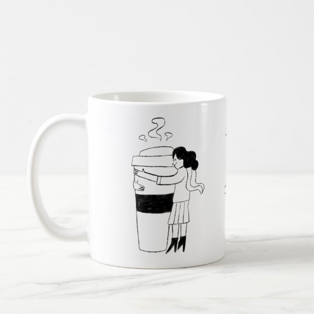 Caneca De Café FUN BLACK & WHITE freehand drawing original (Esquerda)