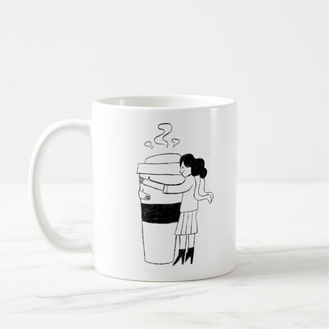 Caneca De Café FUN BLACK & WHITE freehand drawing original (Esquerda)