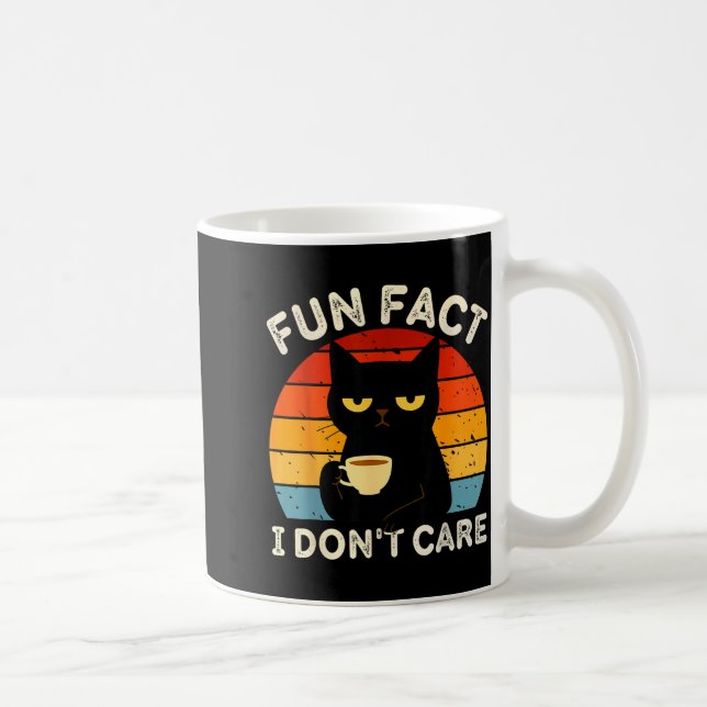 Caneca De Café Fun Fact I Don't Care Funny Black Cat Saying Quote (Direita)