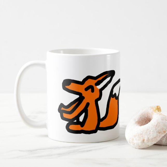 Caneca De Café Fun Fox Drawing (Com Donut)