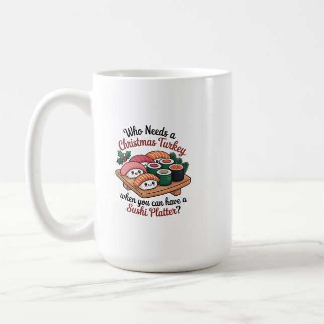 Caneca De Café Fun Kawaii Christmas Sushi Platter (Esquerda)