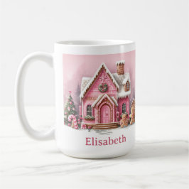 Caneca De Café Fun Pink Gingerbread House Christmas