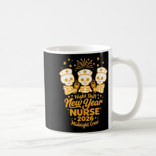 Caneca De Café Fun Skeleton Er Icu Nurse Night Shift Crew New Yea (Direita)