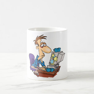 Caneca De Café Funcionário de escritório sobrecarregado de trabal