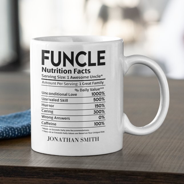 Caneca De Café Funcle Nutritions Facts, Funny uncle (Criador carregado)